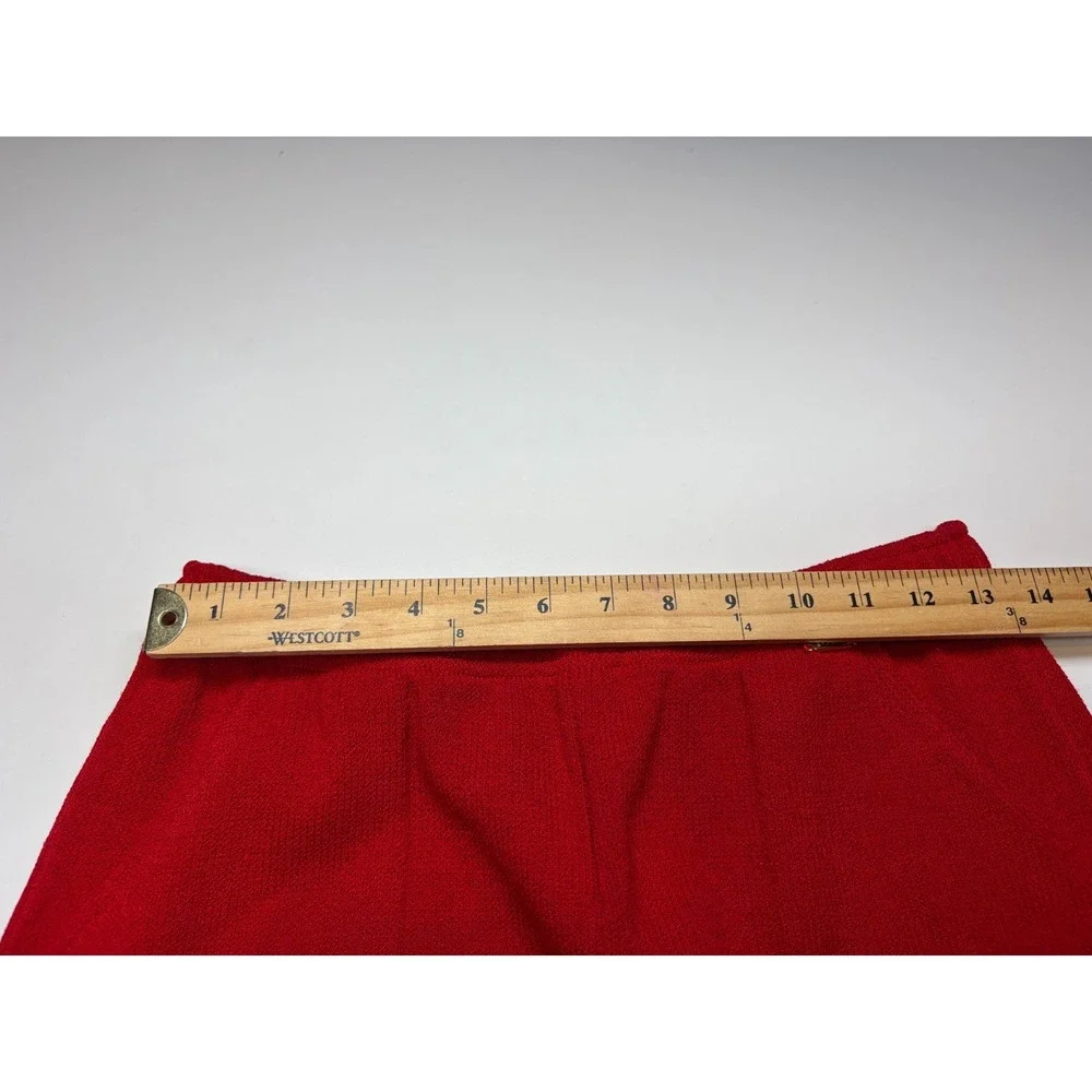 St. John Sport Pants M Red Santana Knit Wool Blend Pull On Wide Leg Cropped